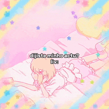 a picture of a girl with the words dijste minho actu liv on it