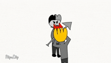 a cartoon character with a red tongue and the word flipaclip below it