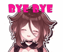 a picture of a girl with bye bye written in pink letters