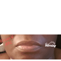 a close up of a woman 's lips with the words " kisses 4 arc " written on it