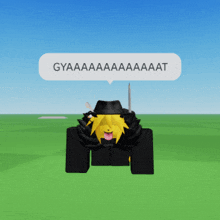 a cartoon character with a speech bubble that says gyaaaa