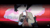 a cartoon character is singing a song with the words singing my