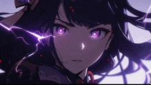 a close up of a girl 's face with a lightning bolt coming out of her eye