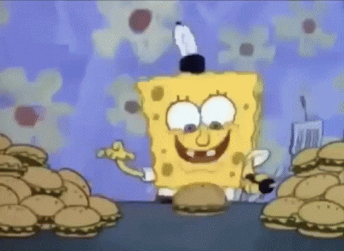 spongebob cooking krabby patty