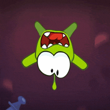 a green cartoon character with a big mouth is screaming