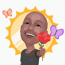 guy boy animated cute flowers