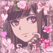 a picture of a girl with the letter s on the bottom