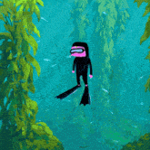a cartoon of a scuba diver in the water