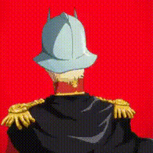 the back of a cartoon character wearing a helmet and a cape .