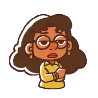 a cartoon drawing of a woman with glasses and earrings