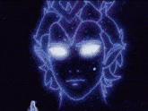 a pixel art of a person 's face with glowing eyes