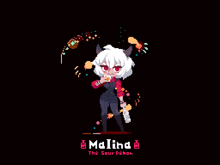 pixel art of malina the sour demon holding a gun