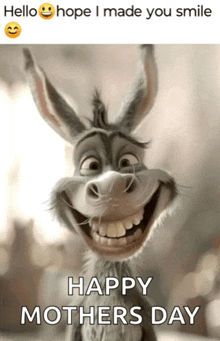 a picture of a donkey with a happy mothers day message on it
