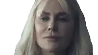 a close up of a woman 's face with long blonde hair