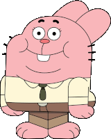 a cartoon character is wearing a shirt and tie and smiling