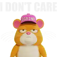 a hamster wearing a pink hat that says grind on it