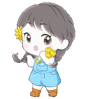 a little girl with a flower in her hair