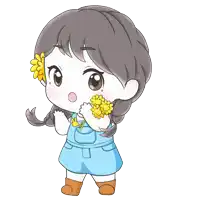 a little girl with a flower in her hair