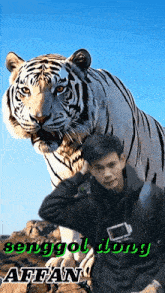 a picture of a man and a tiger with the name affan