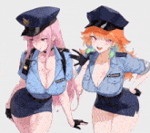 two anime girls in police uniforms one of which has the word polizei on it