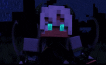 two minecraft characters are standing next to each other in a dark room .