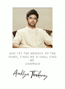 a picture of a man with the words " and yet the menace of the years finds me and shall find me unafraid "