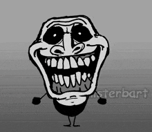 a black and white drawing of a troll face with the name masterbart written on the bottom