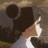 a drawing of a girl with a bun on her hair