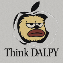 a picture of a cartoon character with the words think daip on the bottom