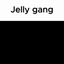 a group of people walking with the word jelly gang on the top