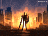 a pixel art of a skeleton holding a sword and shield