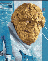 a close up of the thing 's face on a blue and white background