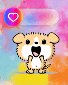 a cartoon drawing of a dog with a heart on it