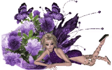 Purple Flowers GIF - Purple Flowers Lady GIFs
