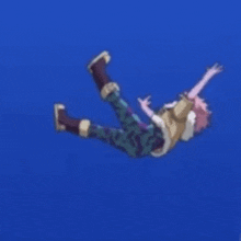 a cartoon character is falling through the air