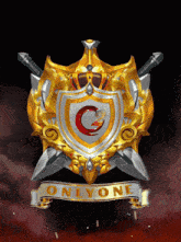a shield with two swords and the words onlyone below it