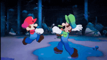 mario and luigi are fighting in a video game scene