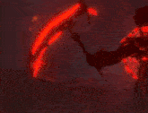 a red and yellow background with a silhouette of a person in the corner