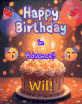 a happy birthday card for wil with a cake