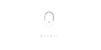 a mouse icon on a white background with the words scroll written below it .