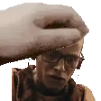 a pixelated image of a man wearing glasses