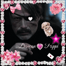 a picture of a man with a bandage on his eye and the name duncan hippi on the bottom