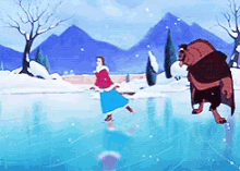 Beauty And The Beast Ice Skating GIF - Beauty And The Beast Ice Skating Playing GIFs