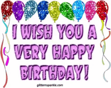 happy birthday wishing you a happy birthday balloons brithday greetings glittery