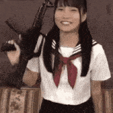 Japanese Girl Gun GIF - Japanese Girl Gun School Uniform GIFs