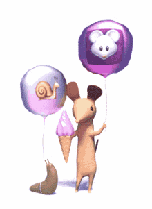 hiiruthemouse mouse balloon happy ice cream
