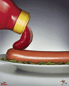 lick ketchup hotdog snack food
