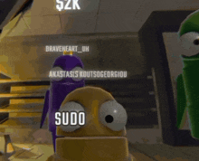 a group of cartoon characters are standing next to each other and one of them has the word bexo on it