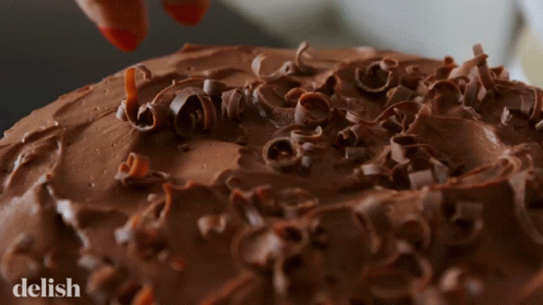Birthday chocolate cake, decorated with chocolate shavings