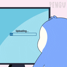 a penguin with a lightning bolt on its head and the word pengu on the bottom